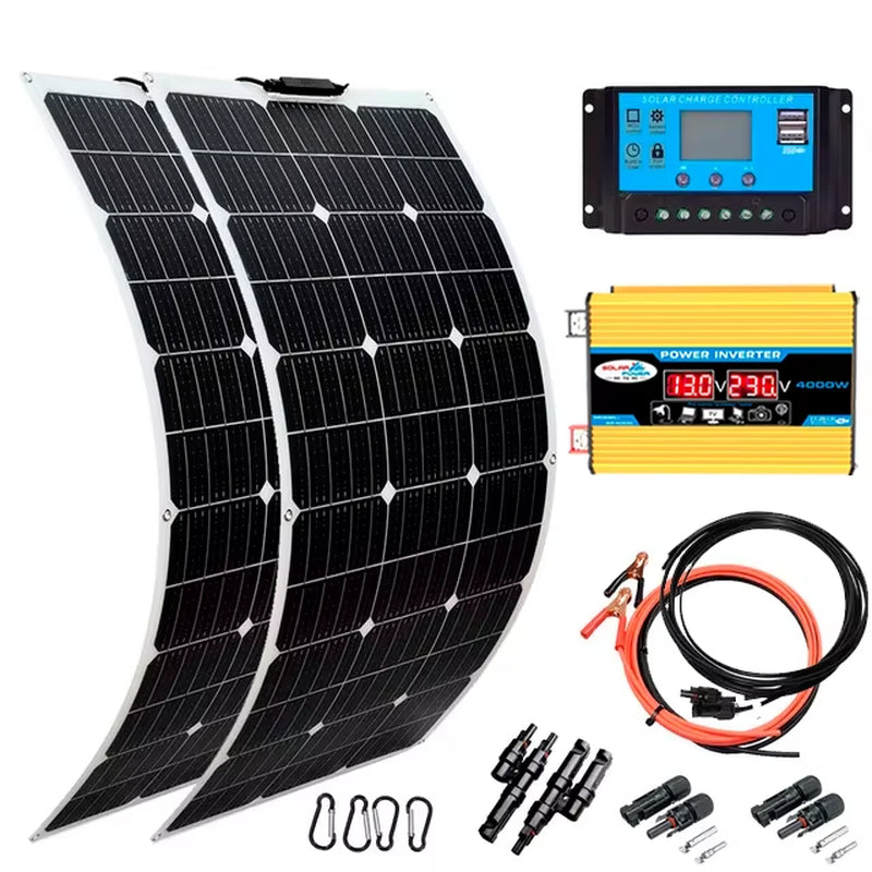 2000W 18V Flexible Solar Panel Charging Panel Photovoltaic Cell System Components High Efficiency Portable Power Bank RV Yacht