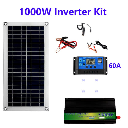 2000W Solar Power System Solar Panel Kit 12V Solar Battery 10A-60A Controller Solar Panel Home Mobile RV Car Caravan Home Campin