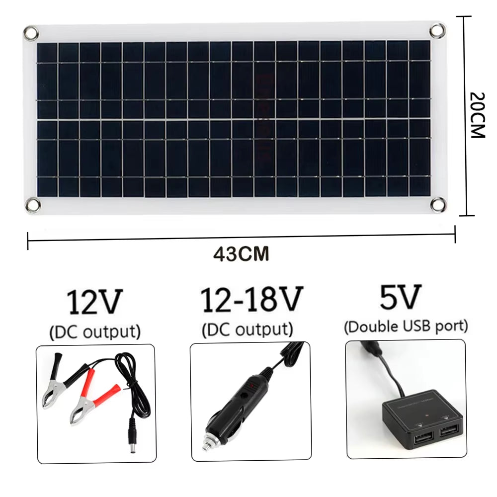 2000W Solar Power System Solar Panel Kit 12V Solar Battery 10A-60A Controller Solar Panel Home Mobile RV Car Caravan Home Campin